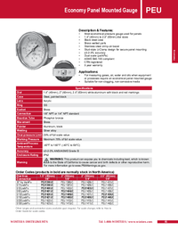 Thumbnail of document Data Sheet - PEU Economy Panel Mounted Gauge